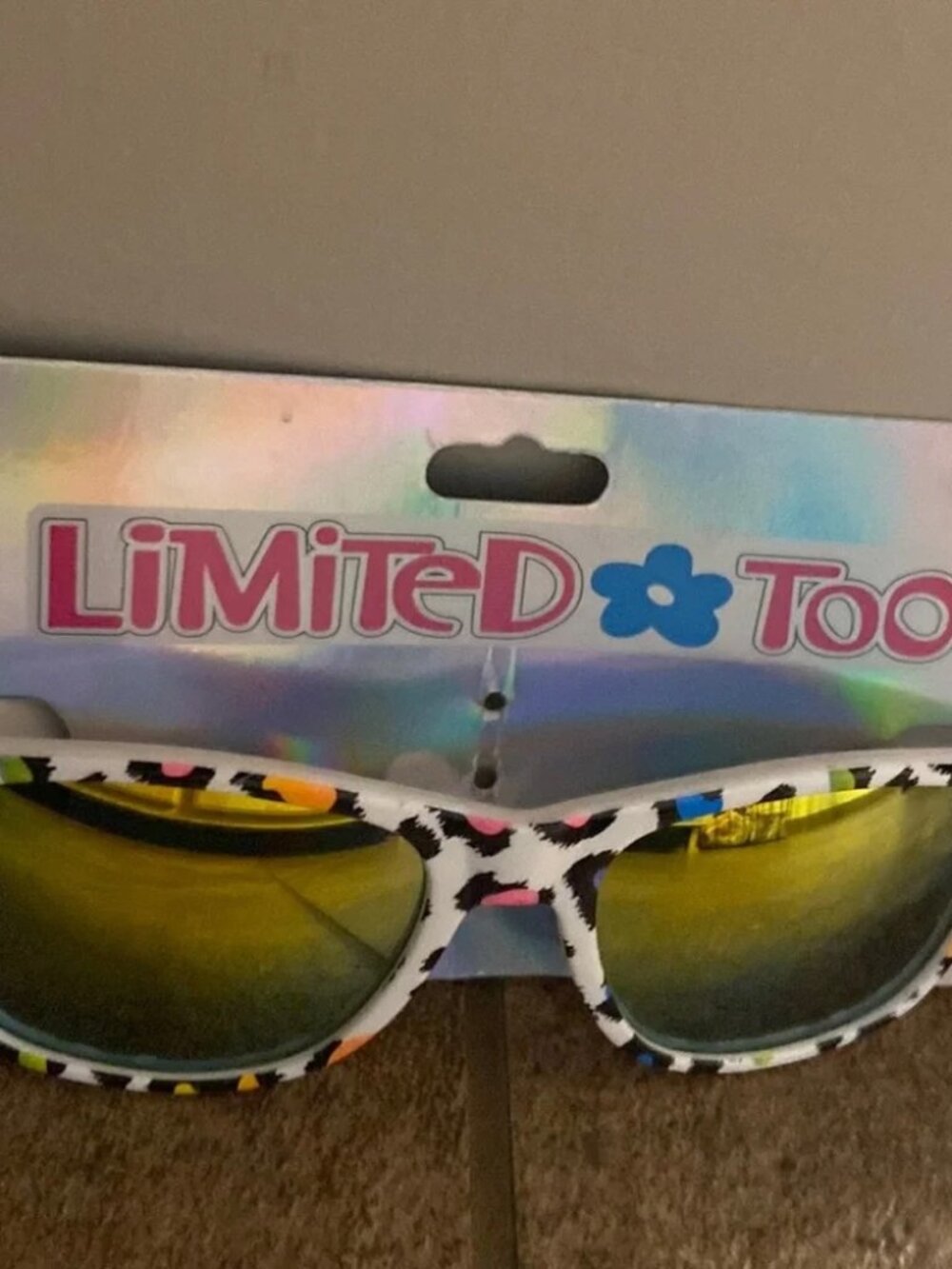 NWT Limited Too Girls White Colorful Cheetah Sunglasses